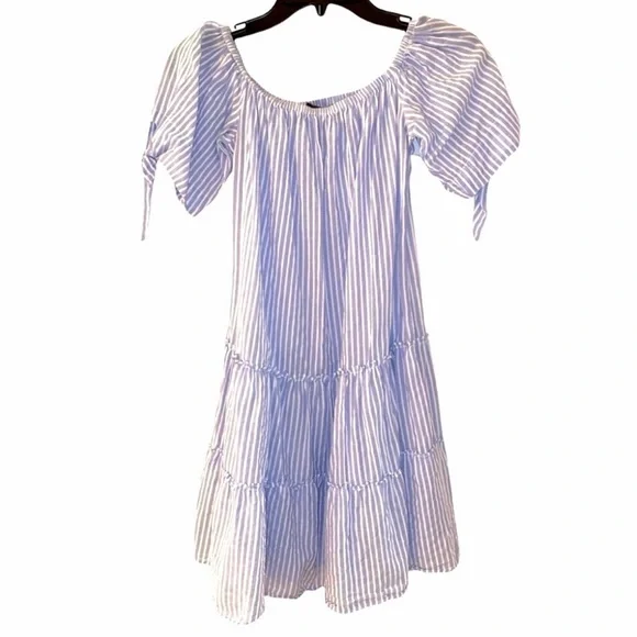 BCBG Max Women’s Striped Pattern Off The Shoulder Dress with Pockets Size XS - Picture 4 of 8